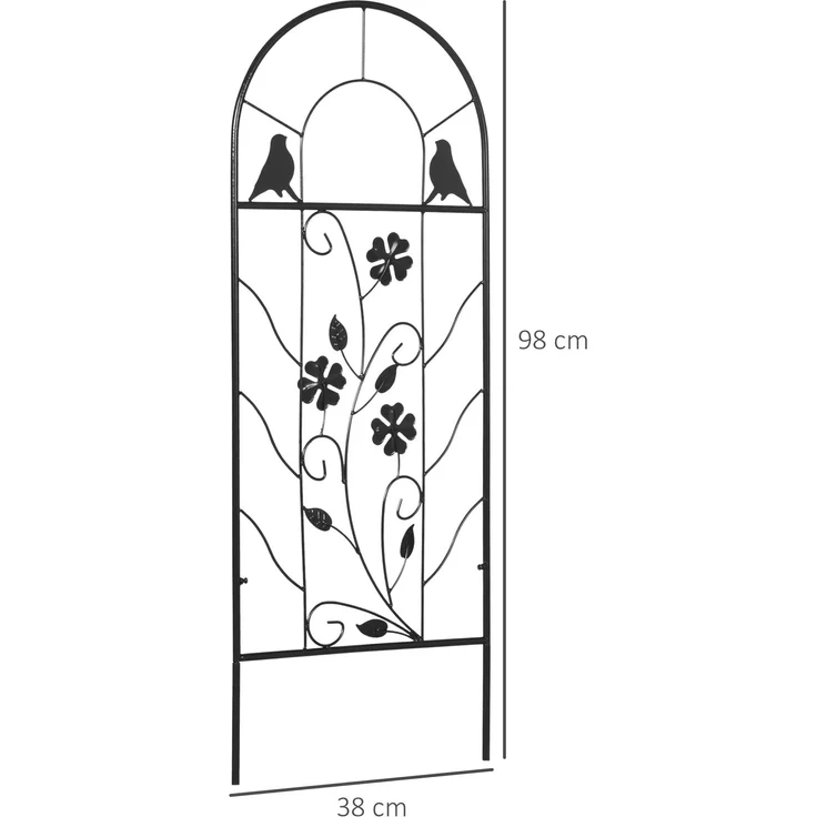 MELAYR, Gartenspalier, 2er-Set, Metallstütze für Kletterpflanzen – 38 x 98 cm, schwarz – Bild 5