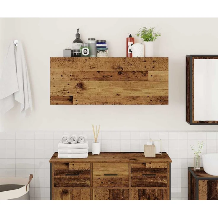 vidaXL Bad-Wandschrank Altholz-Optik 100x25x40 cm Holzwerkstoff 860110 – Bild 3