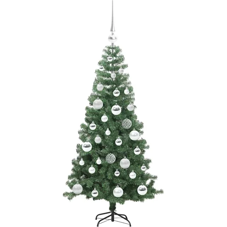 vidaXL Weihnachtsbaum mit LED-Beleuchtung Grün 120 cm PVC und Stahl 3396363 – Bild 4