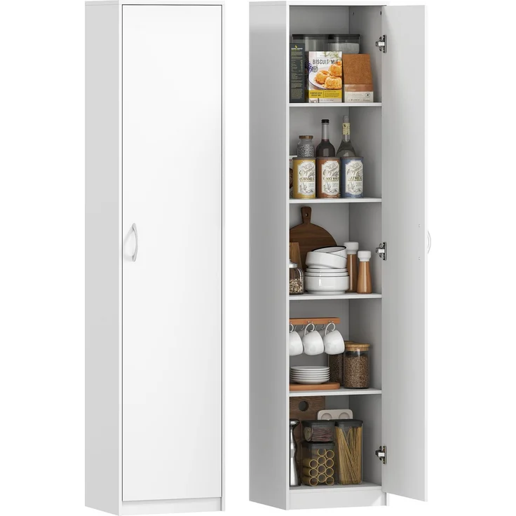 Rayofly-Küchenschrank, 5-Ebenen Aufbewahrungsschrank, verstellbare Regale, für Küche und Vorratskammer, Weiß, H 180cm x T 40cm x B 35cm,H 180.0cm x T 40.0cm x B 35.0cm,Weiß – Bild 1