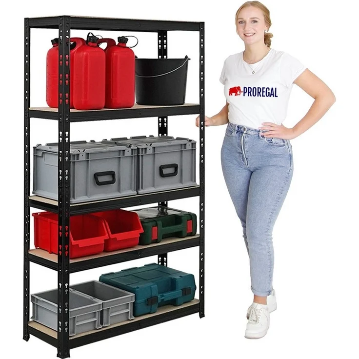 PROREGAL® Schwerlastregal MegaDeal 4 Stück APOLLO 150x90x30cm Fachlast 175kg Schwarz, 4-tlg. – Bild 3