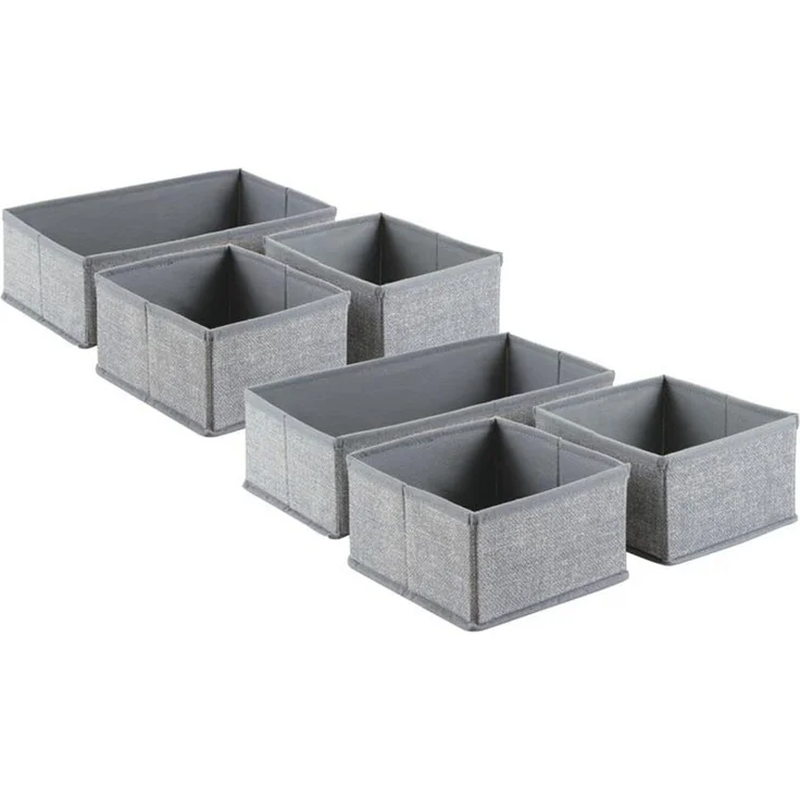 Aufbewahrungsbox Stoffkisten Organizer mDesign 6er Set 2 Größen grau – Bild 9