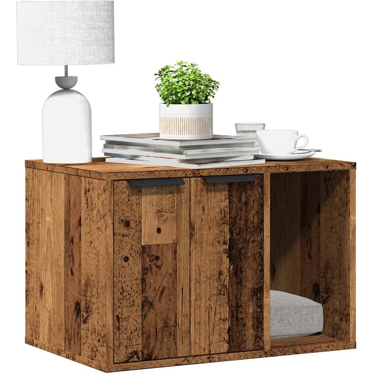 vidaXL Katzenklo Altholz-Optik 60x40x40 cm Holzwerkstoff 857731 – Bild 1
