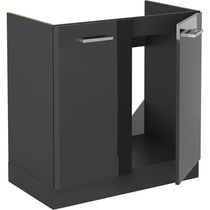 Spülenunterschrank R-Line Anthrazit Hochglanz 80 cm ohne Arbeitsplatte Vicco – Bild 3