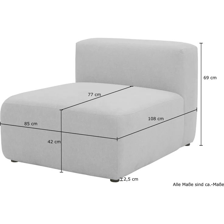 DOMO. collection Sessel 800013, Polstersessel, rechteckig, gepolsterte Rückenlehne, Modul-Element, Sitzelement, Polstergarnitur, 85 x 108 x 69 (BxTxH), grau – Bild 6