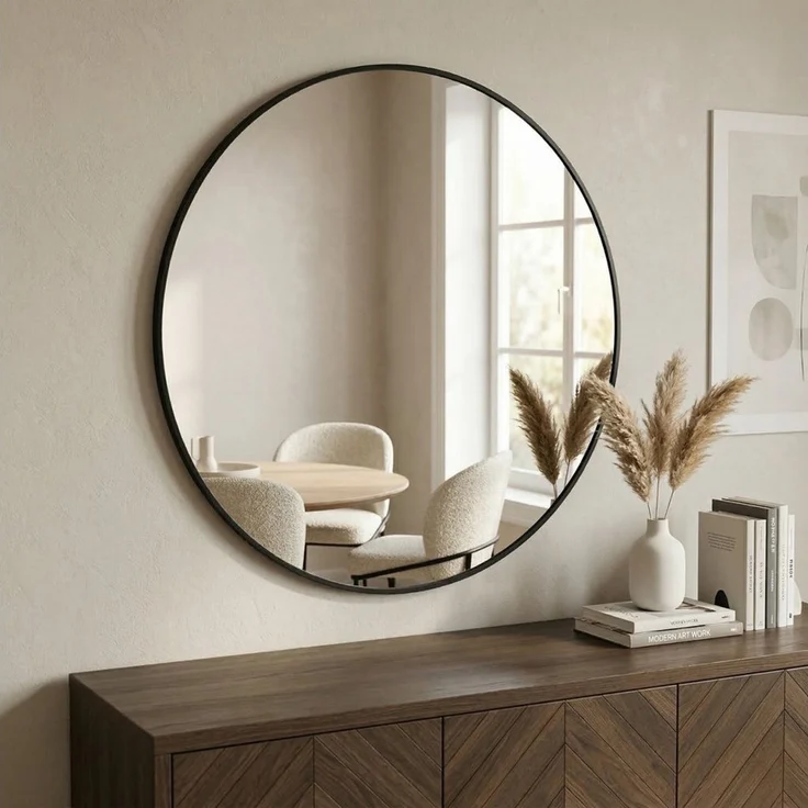 EDAXO Wandspiegel Rundes Wandspiegel MIRA, Ø 80 cm, Große Spiegelfläche – Bild 5