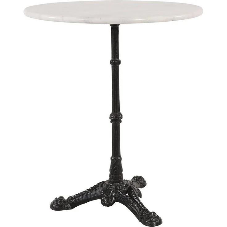 Lesli Living Bistrotisch Gartentisch Bistrotisch Marmortisch Gastro weiß Guss-Fuss Ø60x72cm – Bild 1