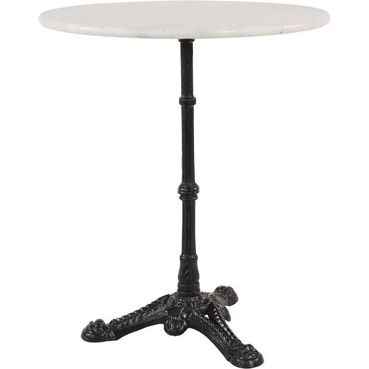 Lesli Living Bistrotisch Gartentisch Bistrotisch Marmortisch Gastro weiß Guss-Fuss Ø60x72cm