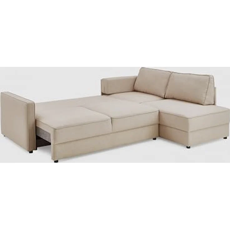 ATLANTIC home collection Eckgarnitur Chill, Schlaffunktion (ca. 135x230 cm), inkl. Bettkasten, frei im Raum stellbar, Wellenunterfederung, Ecke rechts, Creme, BxTxH: 250 x 200 x 86 cm – Bild 8