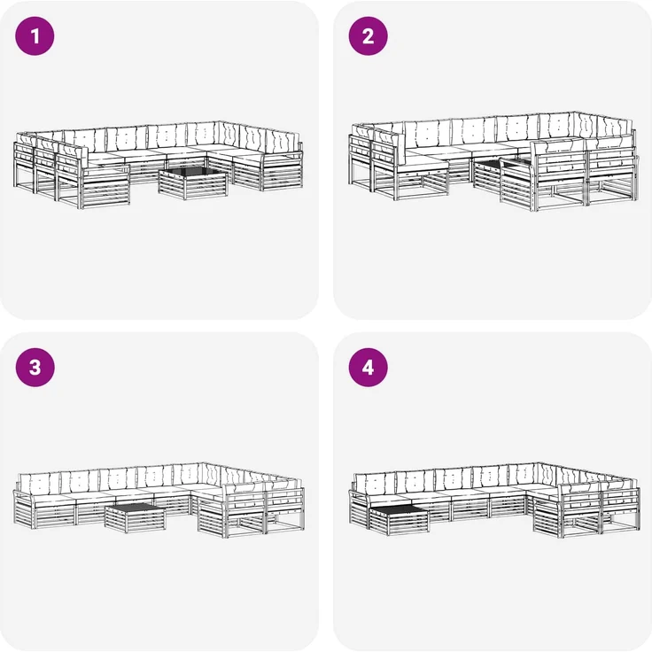 vidaXL Outdoor-Sofagarnitur 10 stk. 9-Sitzer Weiß und Creme 3391195 – Bild 7
