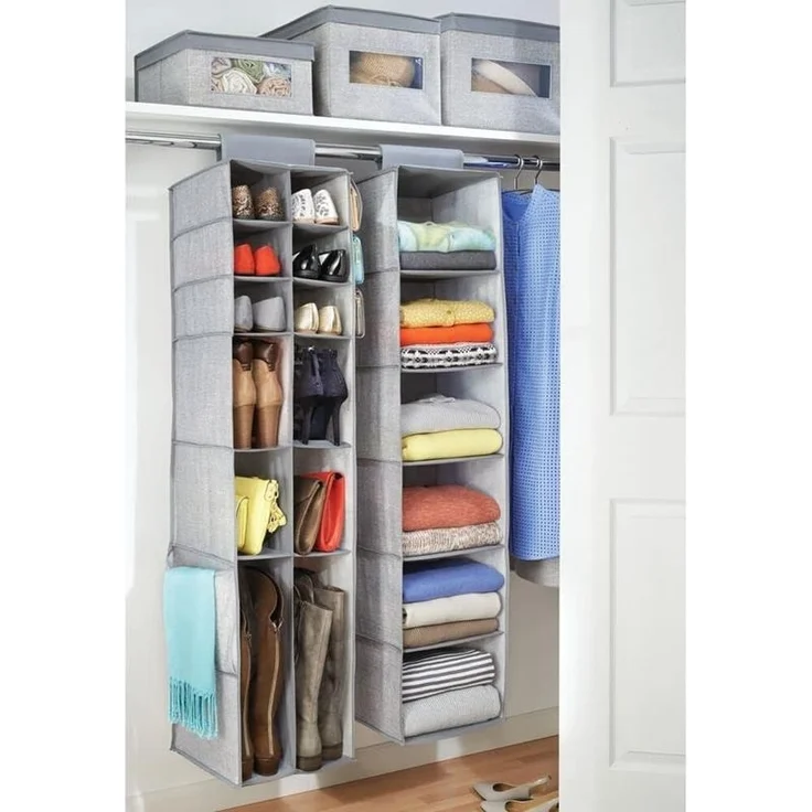 Hängender Stoffschrank mDesign perfekte Hängeaufbewahrung mit 6 Fächern Grau – Bild 7