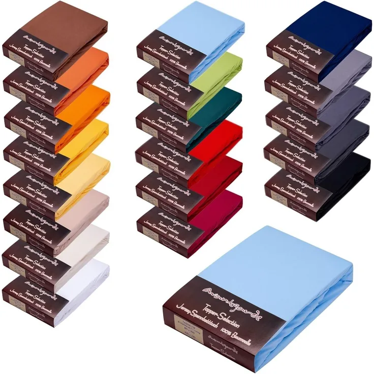 AVANTGARDE Premium Topper - Spannbettlaken - 140x200-160x220 cm - extra niedriger Steg - für Boxspringbett - Topperauflage - Spannbetttuch Jersey Baumwolle (13 Hellblau, Topper 140x200-160x220 cm)
