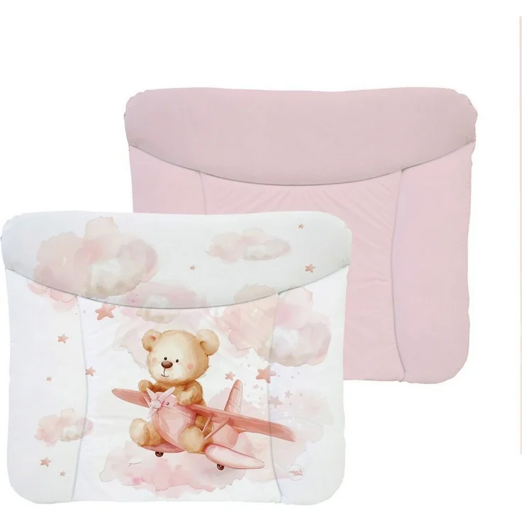Ceba Baby® weiche Wickelauflage 75x72 cm - Doppelseitige Baby Wickelunterlage - rosa Wickeltischauflage für Junge und Mädchen - Wasserdicht, abwaschbar - OEKO-TEX - Made in EU - Teddys Traumflug – Bild 2