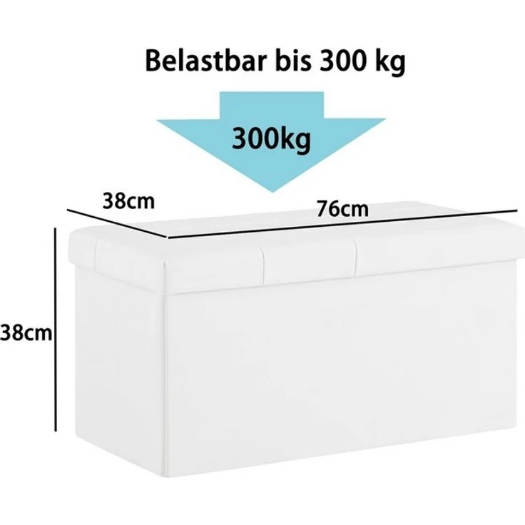 Zedelmaier Sitzbank Sitzbank mit Stauraum, Sitzhocker, Spielzeugtruhe, Fußhocker (ZD76PVC), Aus MDF-Platte und Kunstleder. Faltbar, bis 300 kg,Truhenbank – Bild 4