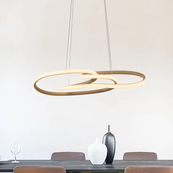 PAUL NEUHAUS LED-Hängeleuchte TWIST, beige, dimmbar, 76 cm, Metall