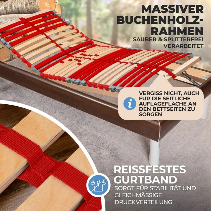 Coemo Lattenrost "RUBY" 70x200 cm mit Kopf- & Fußteilverstellung 28 Leisten – Bild 5
