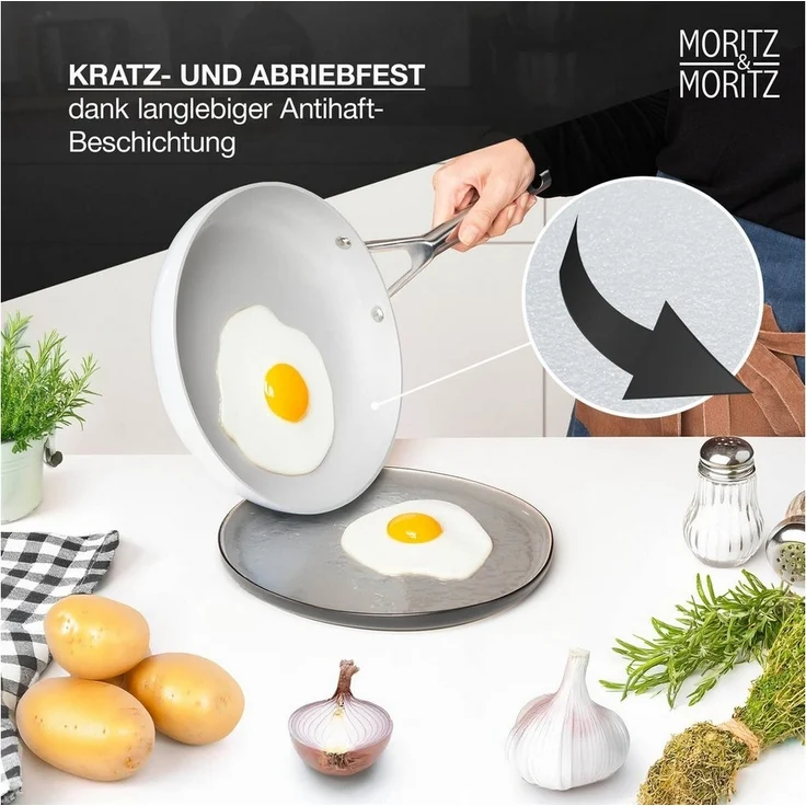 Moritz & Moritz Topf-Set 7-tlg Topf- und Pfannenset Grau, Aluminium (Set), für alle Herdarten geeignet – Bild 3