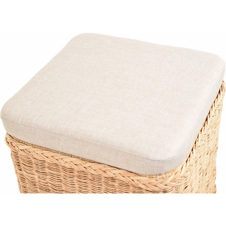 Krines Home Sitztruhe Rattan Wäschekorb Quadratisch Wäschetruhe Sitz gepolstert Flur-Bank, Aufbewahrungsbox mit Deckel Bad-Hocker Sitzhocker Wäschesammler – Bild 3