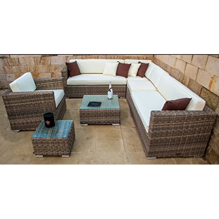 Ragnarök Möbel-Design Gartenlounge-Set Narvik, (Set, Ecklounge, Polyrattan, Alu), Sitzpolster ca. 16 cm dick und haben 2 intergrierte Härtegrade – Bild 2