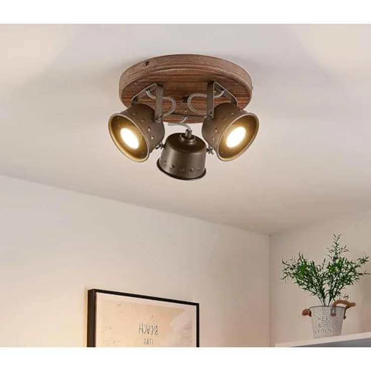 Lindby Rubinjo, 3-flammiger Deckenstrahler im Retro-Vintage-Stil aus Metall, GU10, antik – Bild 3