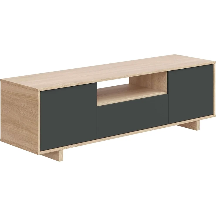 Habitdesign Zaira, TV-Schrank, Wohnzimmermöbel, Finish in kanadischer Eiche und Anthrazit, Maße: 150 cm (B) x 46 cm (H) x 41 cm (T) – Bild 2
