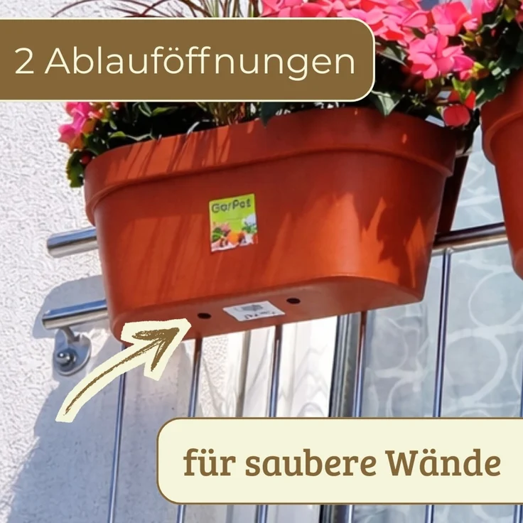 GarPet Balkonkasten 2x Geländerkasten Balkon mit Wasserspeicher Blumen Topf Kasten – Bild 8