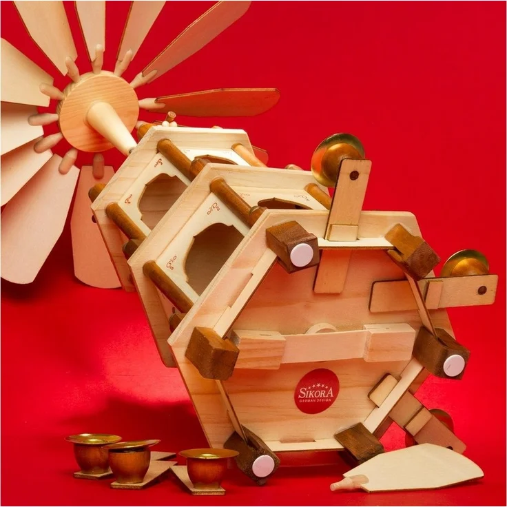SIKORA Weihnachtspyramide aus Holz mit 3 Etagen Pyramide Weihnachten Deko H:45cm - P20 – Bild 3