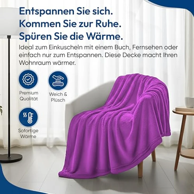 Wohndecke FELUNA Coral Fleece Kuscheldecke XXL – Superweicher Cashmere-Touch, Feluna, Tagesdecke Kaschmir-Touch 220 x 200 cm – Bild 7