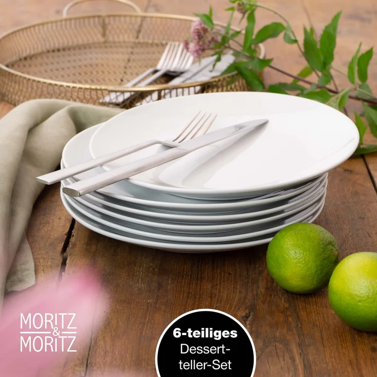 Moritz & Moritz BASIC 6tlg Dessertteller Set weiß – Bild 4