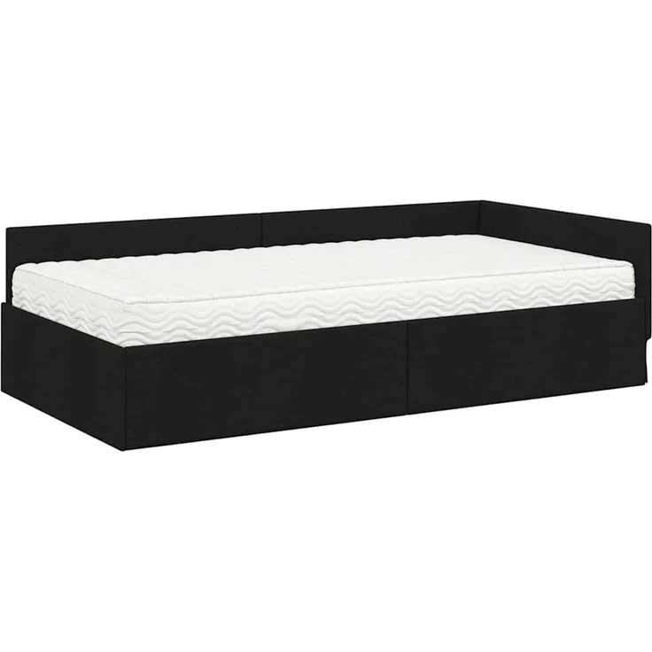 vidaXL Eckbettgestell mit Matratze 2 stk. Schwarz 80 x 200 cm Stoff 3393583 – Bild 4