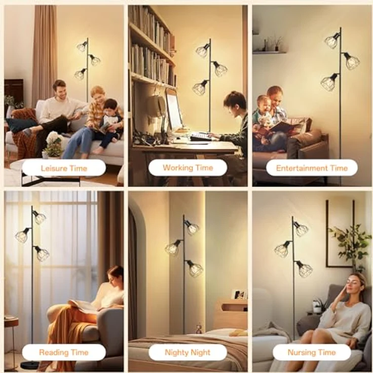 Dehobo Industrial Stehlampe Wohnzimmer Stehlampe Vintage Retro Wohnzimmerlampe Moderne LED E27 Fußsteuerung Leselicht Schwarze Einstellbare Stehleselampe für Schlafzimmer Esszimmer Ecke Ohne Glühbirne – Bild 8
