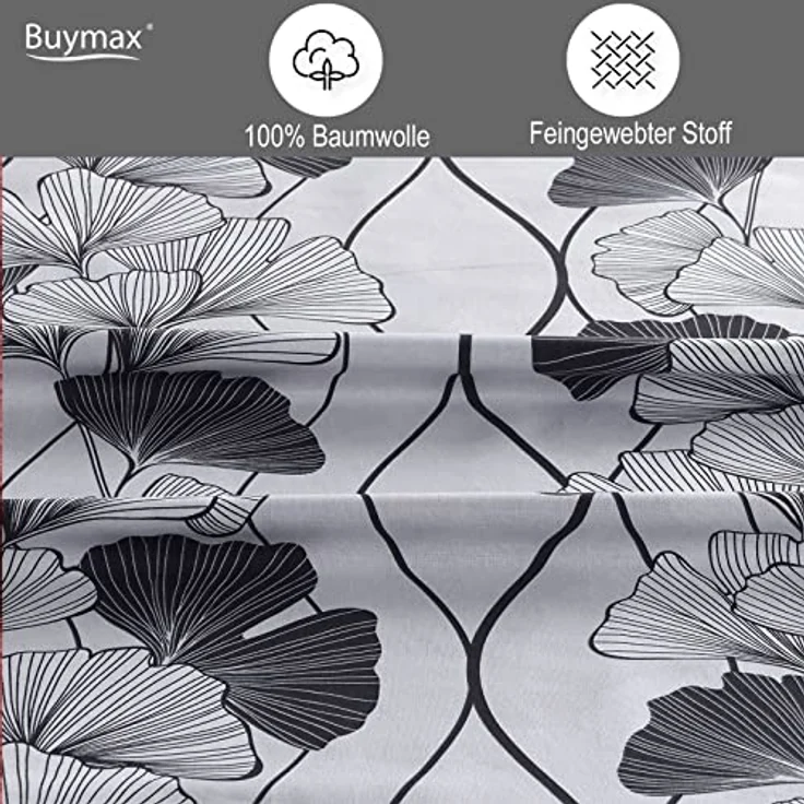 Buymax Bettwäsche Cornelia, Renforce: 100% Baumwolle, 2 teilig, 135x200 cm, mit Reißverschluss, Bettbezug-Set, Blumen, Grau, Schwarz – Bild 4