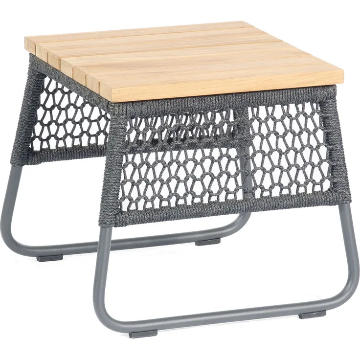 Sonnenpartner Lounge-Tisch Poison 45x45 cm Teak/Alu/Polyrope grau Beistelltisch