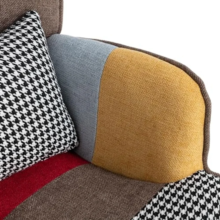 FurnitureR Gartenstühle mit Fußhockel, Vintage-Stil, Bunte Stoffbedeckung, komfortable Gartenmöbel, langlebige Holzbene – Bild 7
