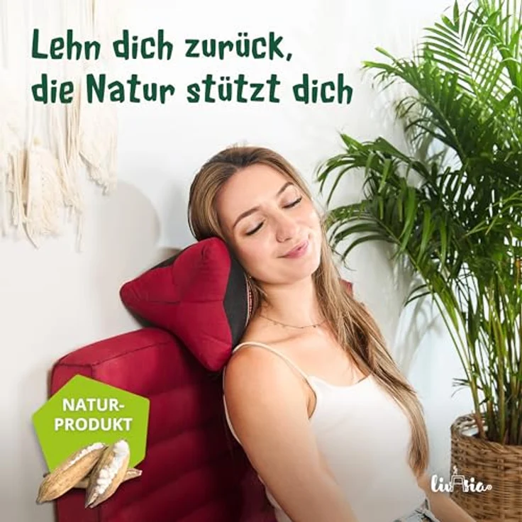 livasia Nackenstützkissen Knochenkissen, vegan und handgefertigt, Ø 15x32cm, Kapok – Bild 3