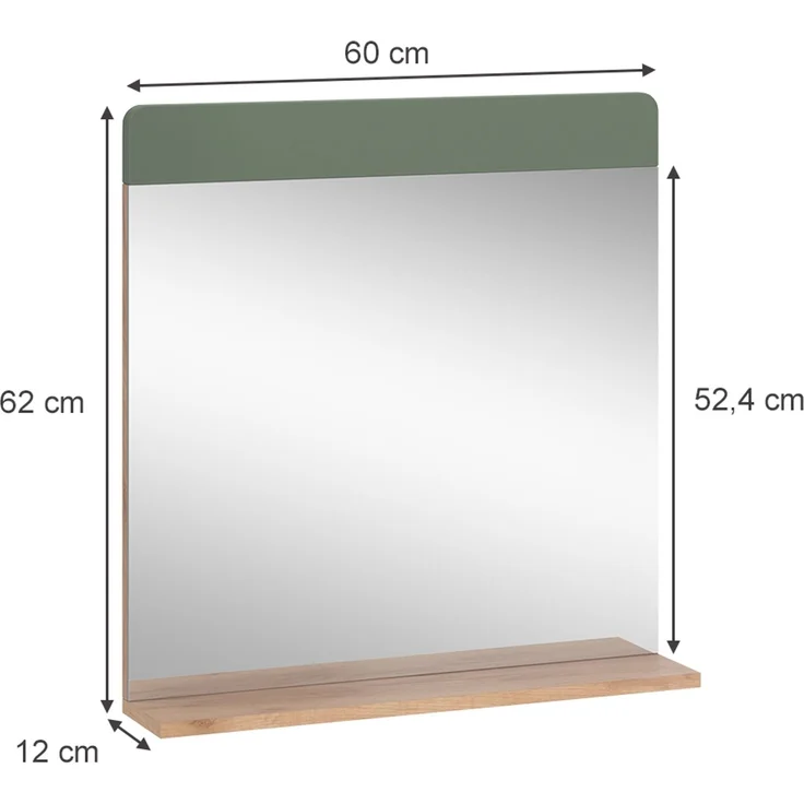 Badezimmerspiegel Izan Grün/Goldkraft Eiche 60 x 62 cm mit Ablage Vicco – Bild 2
