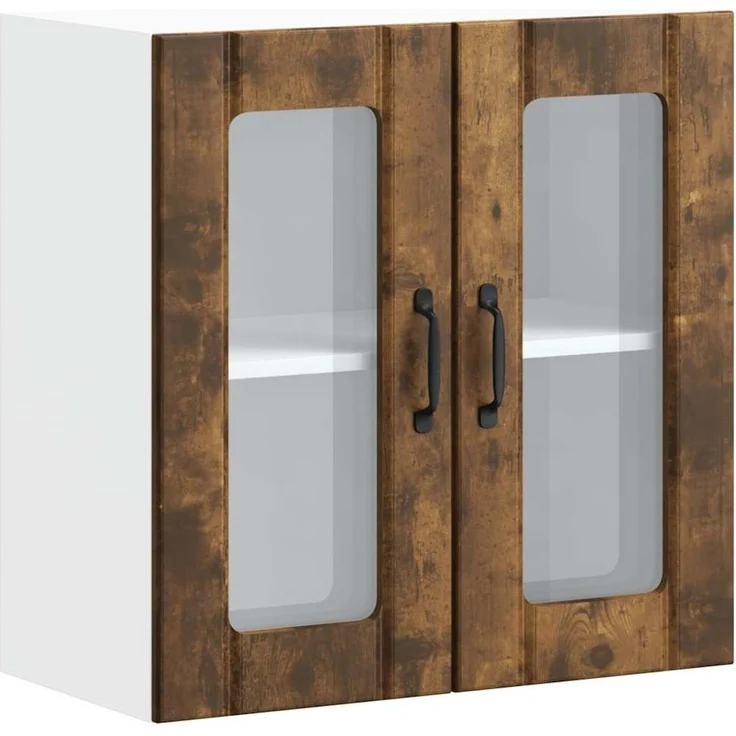 vidaXL Küchen-Hängeschrank mit Glastür Lucca Räuchereiche Holzwerkstoff 853912 – Bild 1