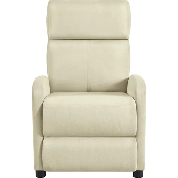 Yaheetech Relaxsessel Fernsehsessel Einzelsofa Ruhesessel mit Verstellbarer Beinablage Liegesessel aus Leinenstoff Beige – Bild 2