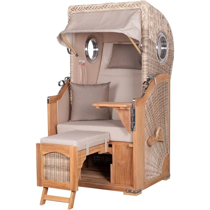 Strandkorb Komplettset - bene living - Ammersee Single Teak - PE shell - Modell 510 - inkl. Liftersystem