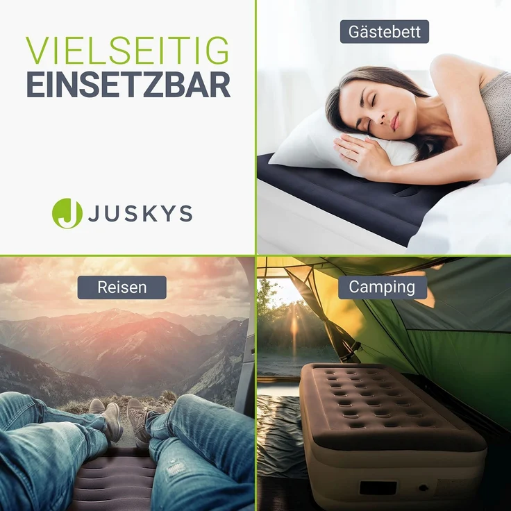 Juskys Luftmatratze Sapri M in Blau-Weiß - 1 Personen Luftbett selbstaufblasend - aufblasbare Matratze als Gästebett oder Camping - integrierter Pumpe – Bild 6
