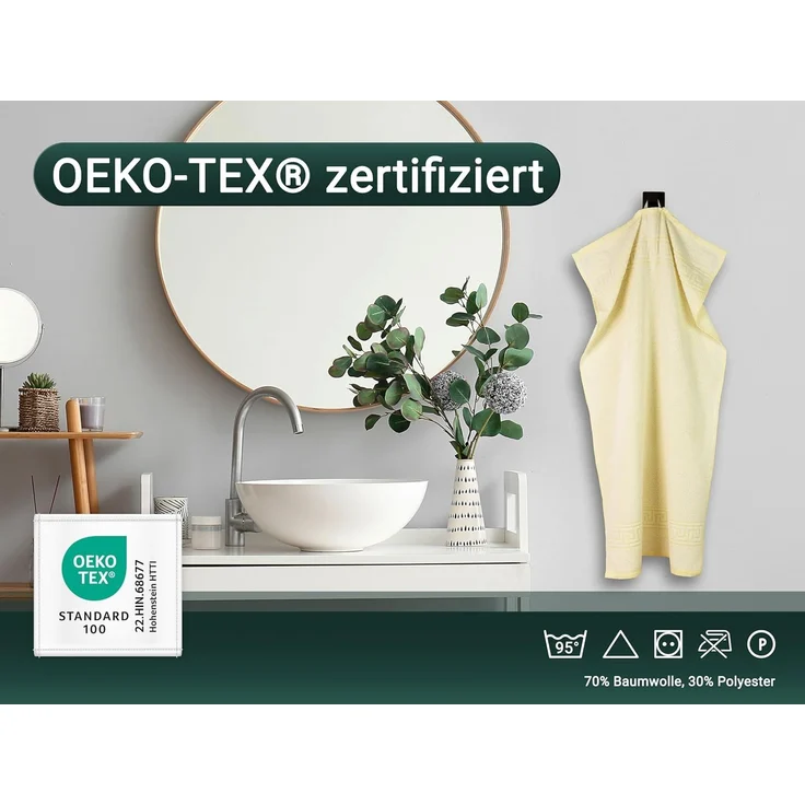 ZOLLNER 10er Set Handtücher, 70% Baumwoll & 30% Polyester, 50x100 cm, gelb – Bild 5