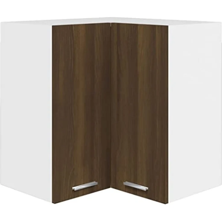 vidaXL Eck Hängeschrank, Wandschrank für Küche, Eckschrank mit viel Stauraum, Küchenschrank Schwebeschrank Küchenmöbel, Braun Eichen-Optik Holzwerkstoff – Bild 1