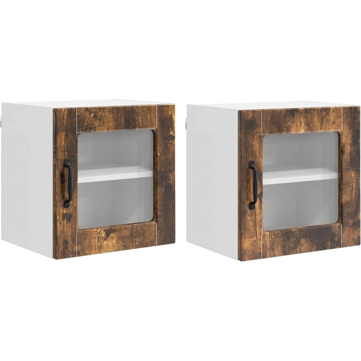 vidaXL Wandglasvitrine PORTO 2 stk. Räuchereiche 40 x 31 x 40 cm 885196 – Bild 2
