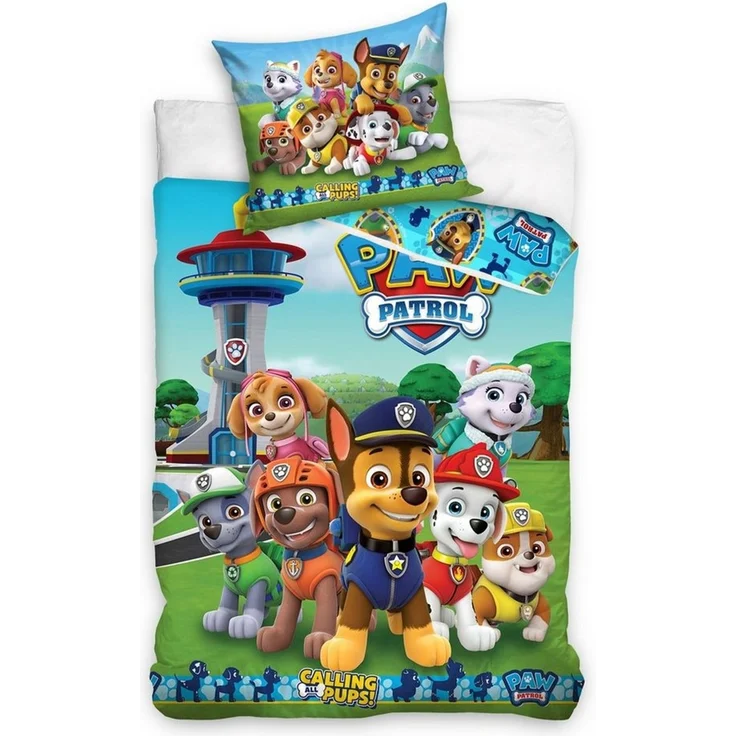 MTOnlinehandel Kinderbettwäsche Paw Patrol 135x200 + 80x80 cm, 100 % Baumwolle, Renforcé, 2 teilig, Bettwäsche-Set für Kinder, Mädchen und Jungen – Bild 1