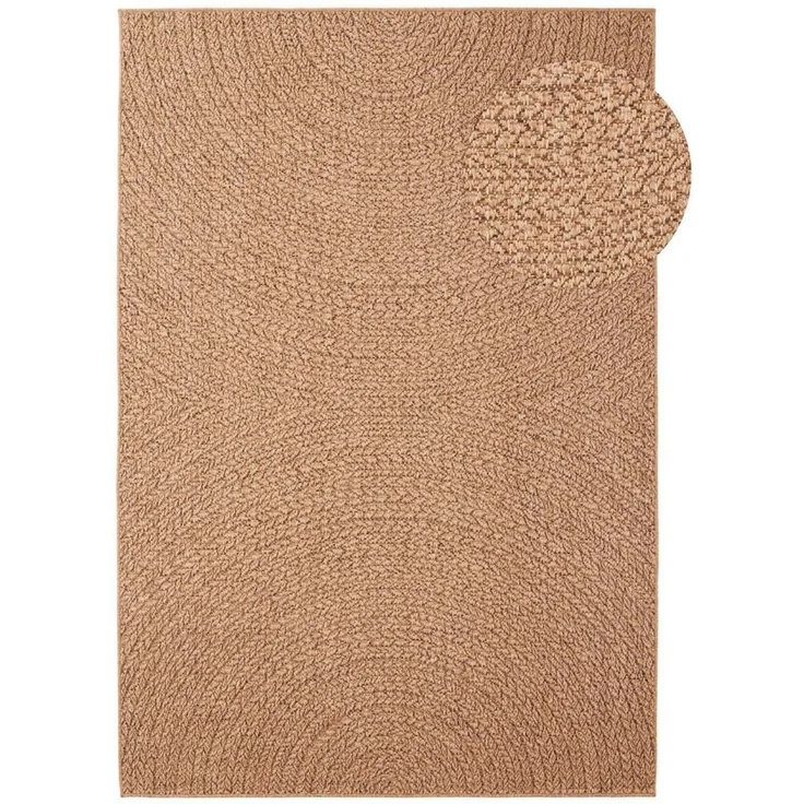 TaraCarpet Teppich TaraCarpet Borneo Welle Outdoor Teppich – Wetterfester Indoor & Outdoo, rechteckig, Höhe: 6 mm, Küche Wohnzimmer Terrasse Garten Balkon beige Läufer 80x250 – Bild 2