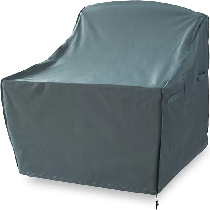 Lumaland Abdeckung für gestapelte Patio Stühle 85 x 65 x 80/119 cm robuste Schutzhülle für Gartenmöbel Oxford 600D 280 g/m² Wasserdicht Witterungsbeständig Winterfest in Grün/Grau