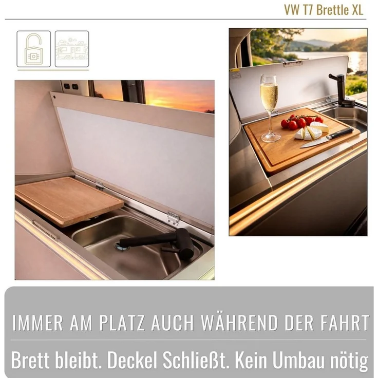 BLACK FOREST FOX Campingtisch Schneidebrett VW T7 California maßgefertigtes Camper Brettle (1-St) – Bild 2
