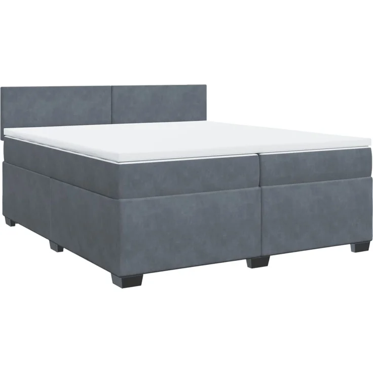 vidaXL Boxspringbett mit Matratze Dunkelgrau 200x200 cm Samt 3288697 – Bild 3