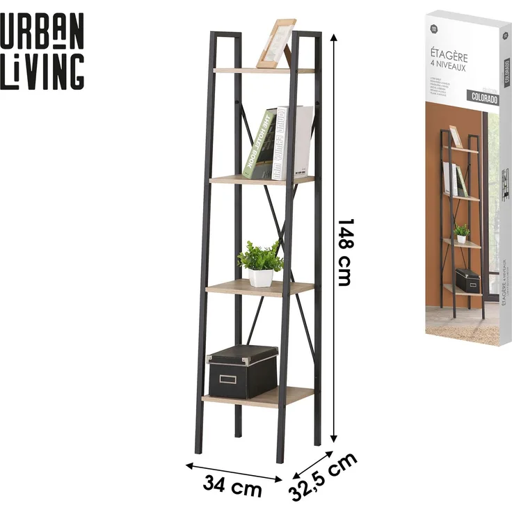 Urban Living Etagen-Regal COLORADO Standregal 34 x 32,5 x 148 cm 151373