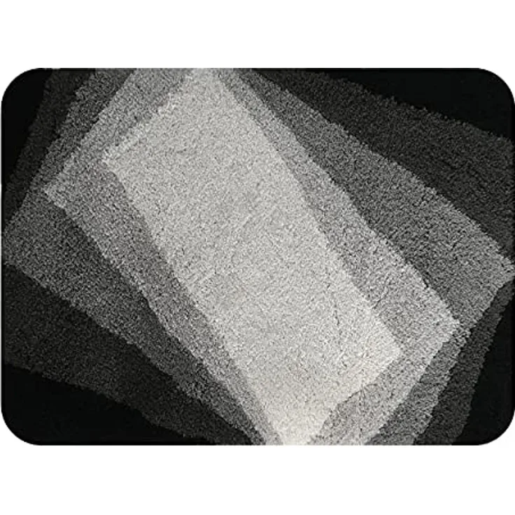 Badteppich Kali - Schwarz Grau, Geeignet für Fußbodenheizung, 60x90 cm